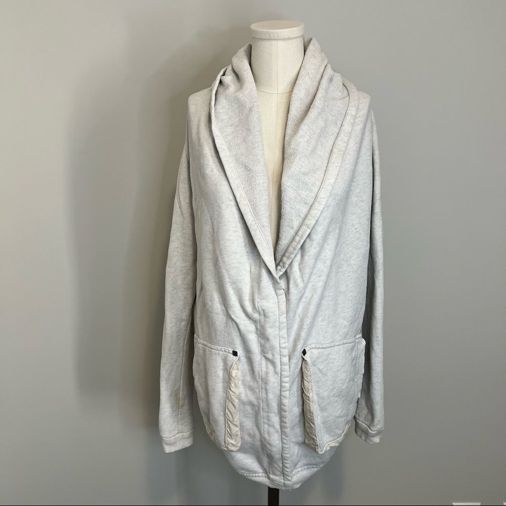 Aritzia Wilfred Roussea Zip Up Cardigan Sweater Ivory Cream Shawl Collar - Picture 6 of 16